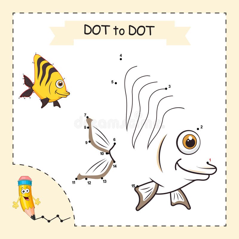 Ligar Os Pontos Por Números Para Desenhar Os Peixes. Jogo