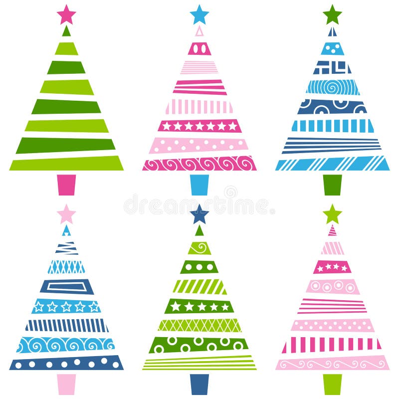 Jogo retro da árvore de Natal ilustração do vetor Jogo retro da árvore de Natal ilustração do vetor