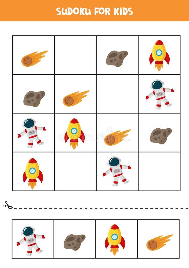 Sudoku para crianças em idade pré-escolar. jogo lógico com sol, nuvem e  guarda-chuva.