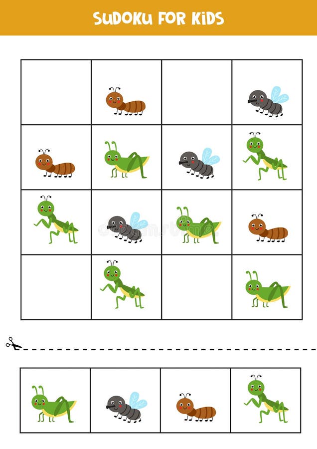 Sudoku para crianças em idade pré-escolar. jogo lógico com sol, nuvem e  guarda-chuva.