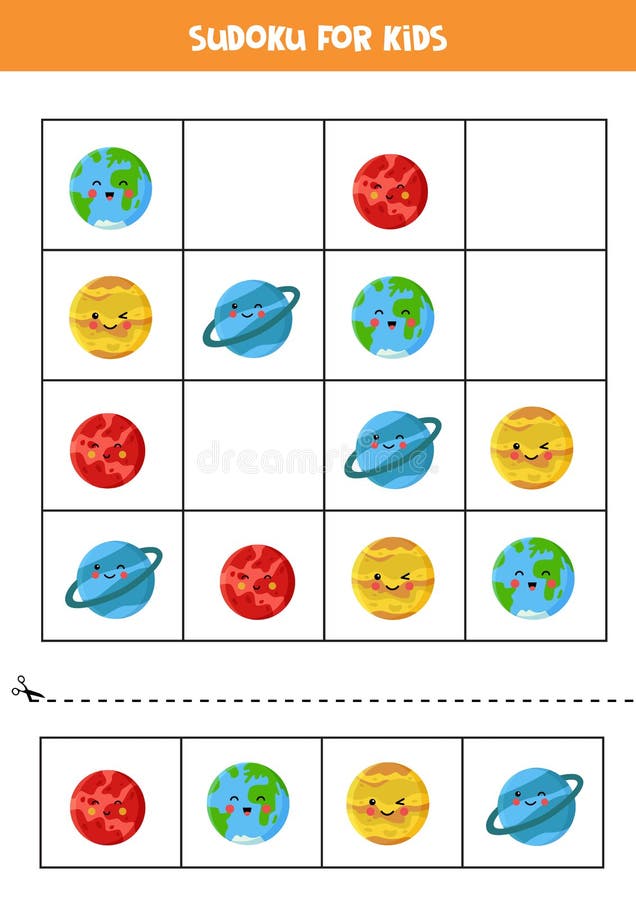 Educação jogos para crianças fácil sudoku para crianças com fofa