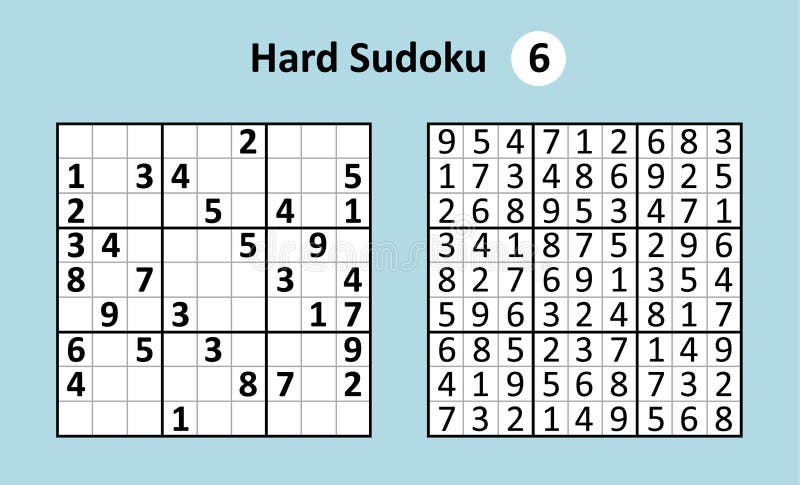 Jogo Sudoku Com Respostas. Complexidade Difícil. Vetor Simples Ilustração  do Vetor - Ilustração de japonês, resolver: 250540890