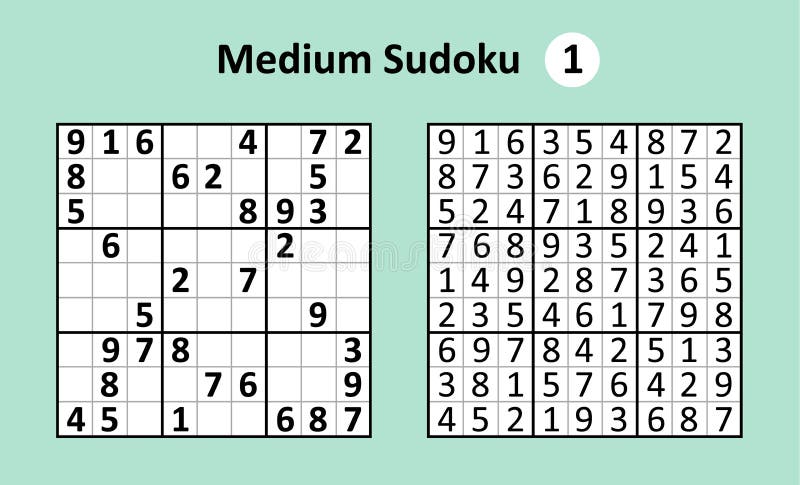 Jogo Sudoku Com Respostas. Complexidade Difícil. Simples