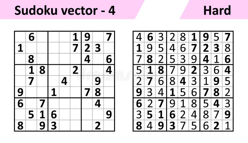 Jogo Sudoku Com Respostas. Complexidade Difícil. Vetor Simples Ilustração  Stock - Ilustração de romances, jogo: 262823059