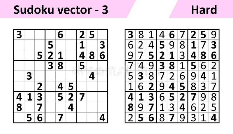 Jogo Sudoku Com Respostas. Complexidade Difícil. Vetor Simples Ilustração  do Vetor - Ilustração de japonês, resolver: 250540890