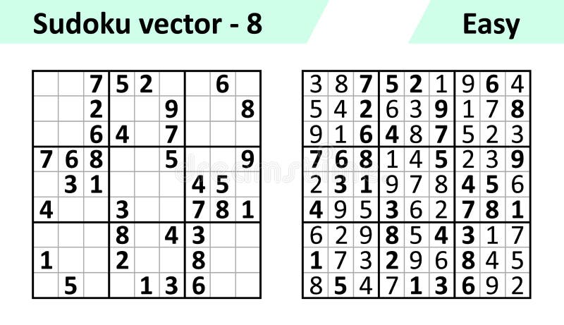 Jogo Sudoku Com Respostas. Complexidade Fácil. Vetor Simples Ilustração do  Vetor - Ilustração de romances, jogo: 258849400