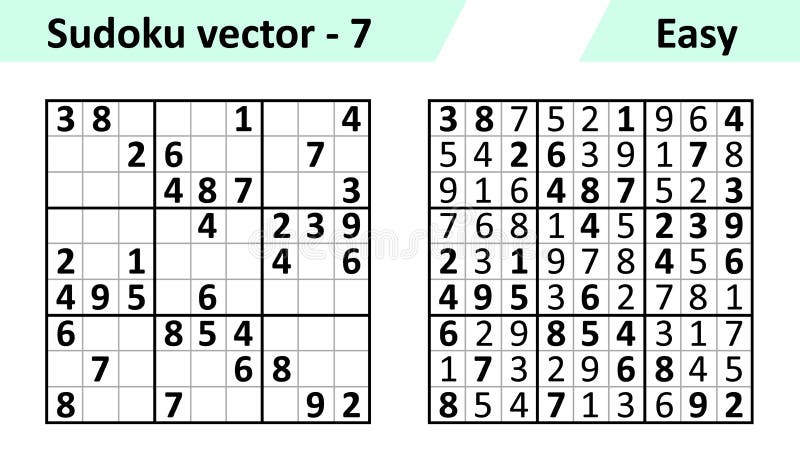 Jogo Sudoku Com Respostas. Conjunto De Design De Vetor Simples