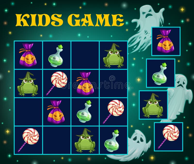 Jogo infantil sudoku, doces de desenho animado, personagens de