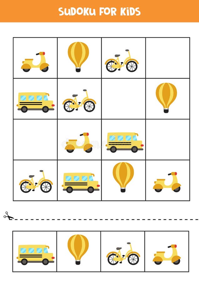 Sudoku para crianças em idade pré-escolar. jogo lógico com sol, nuvem e  guarda-chuva.