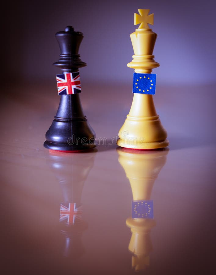 Jogos De Xadrez Reino Unido E UE, Rei E a Rainha Foto de Stock
