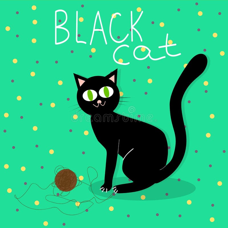 Jogos Do Gato Preto Com Bola De Lãs Ilustração do Vetor - Ilustração de  alegria, cauda: 53443047