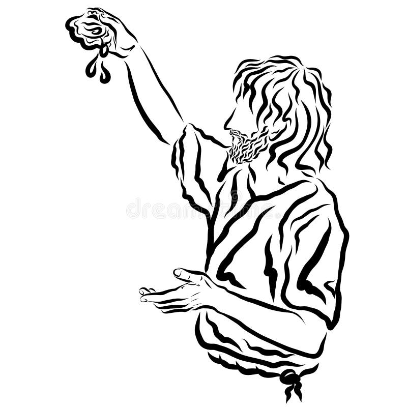 John the Baptist Baptizes, Drops of Water from a Shell Stock