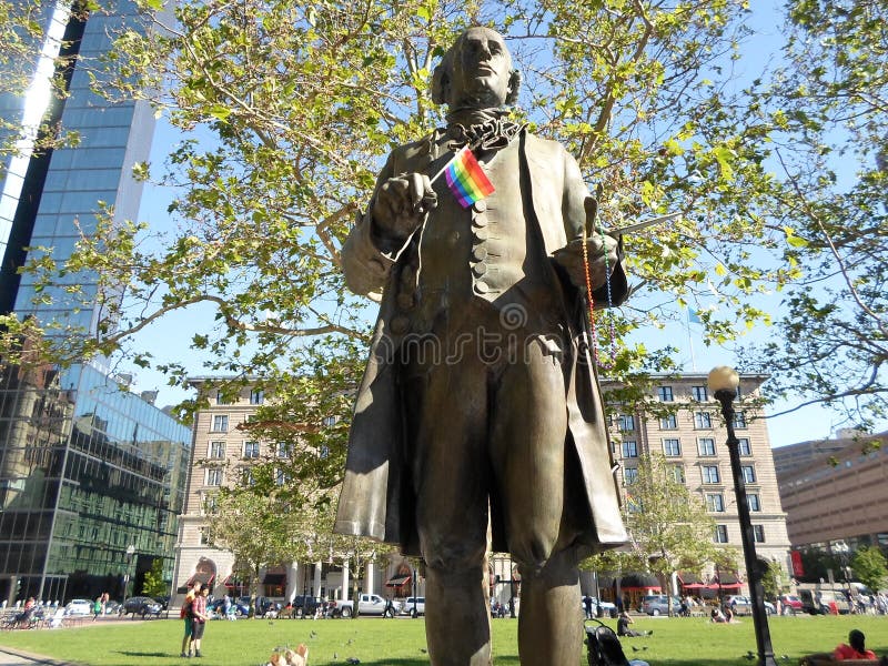 John Singleton Copley Statue, Copley Square, Boston, MA, USA stock photos