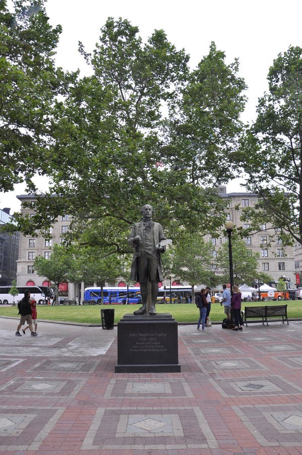 Boston Ma, 30th June: John Singleton Copley Statue in Copley Square from Boston in Massachusettes State of USA stock images