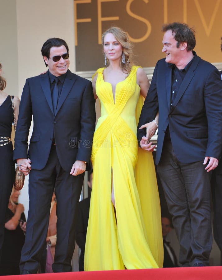 John Travolta, Uma Thurman & Quentin Tarantino obrazy royalty free John Travolta, Uma Thurman & Quentin Tarantino obrazy royalty free