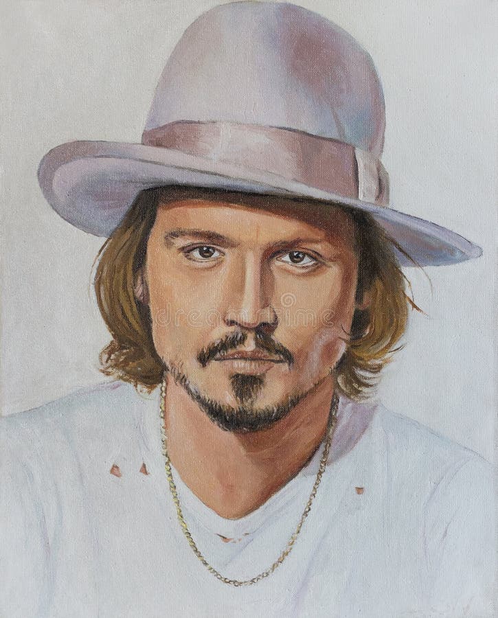 Johnny Depp Het schilderen op canvas stock illustratie Johnny Depp Het schilderen op canvas stock illustratie