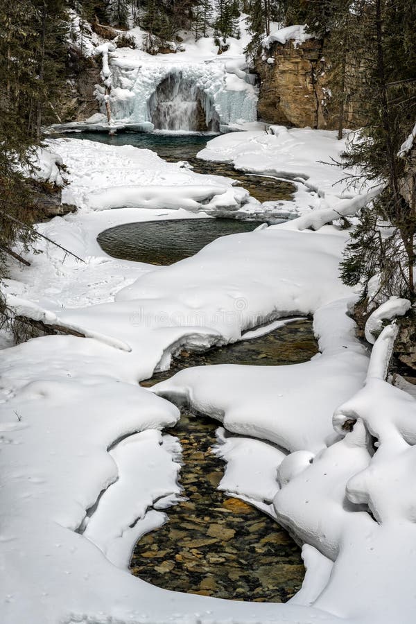 Johnston Canyon in Winter Banff National Park Stock Photo Image of banff, cascading 245427106