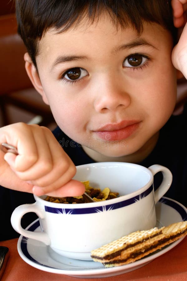 Join me for healthy cereal. royalty free stock images