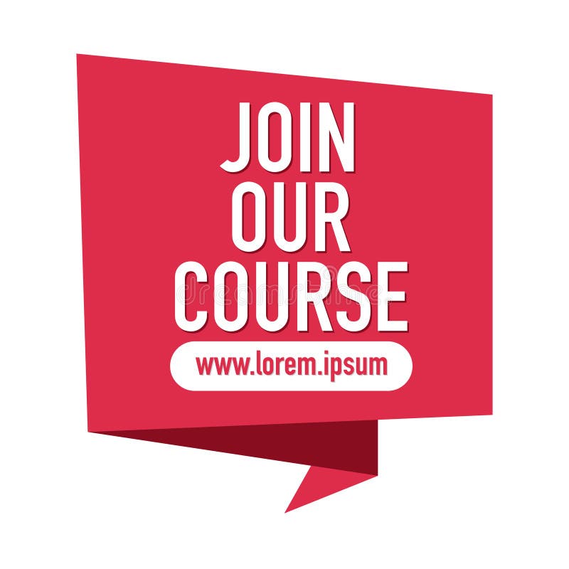 Join our course red banner white background royalty free illustration Join our course red banner white background royalty free illustration