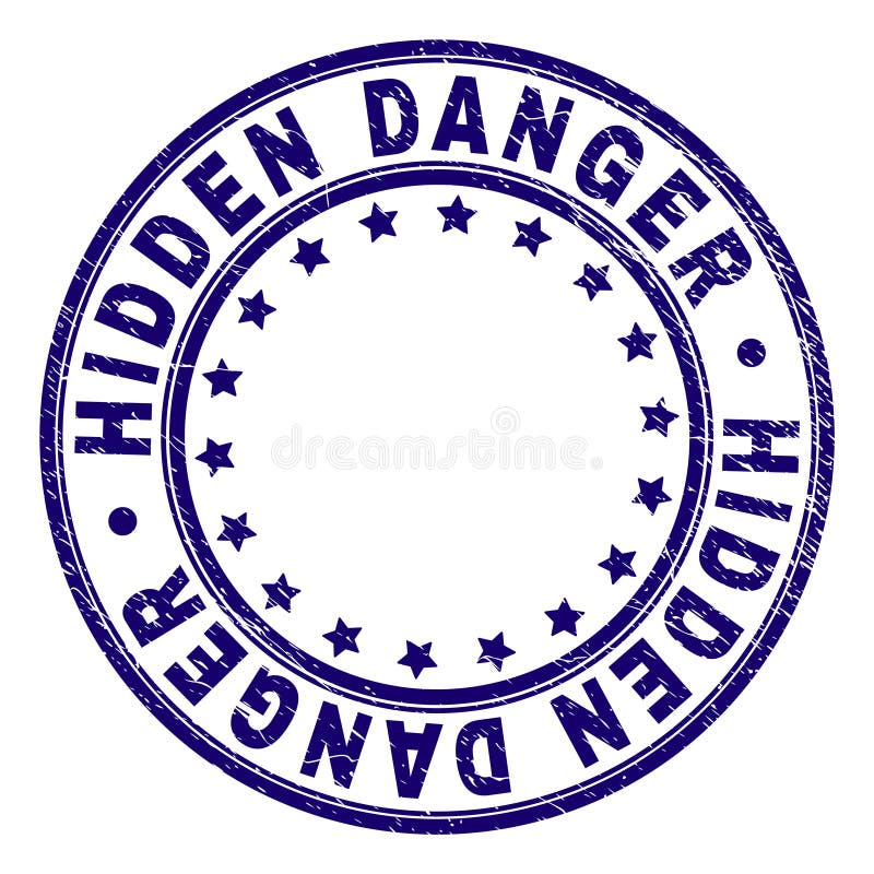 Joint CACHÉ texturisé de timbre de rond de DANGER de grunge illustration stock