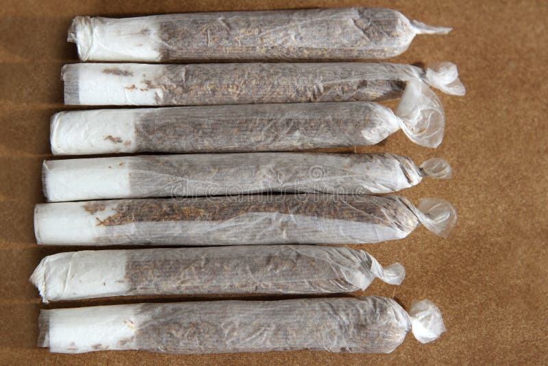 Joint Cigarettes Hand Rolled in Row Tobacco Stock Photo Image of hemp