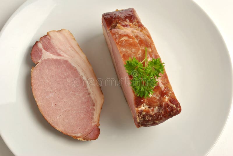 Joint Organique De Bacon Du Dos D'une Plaque Image stock Image du