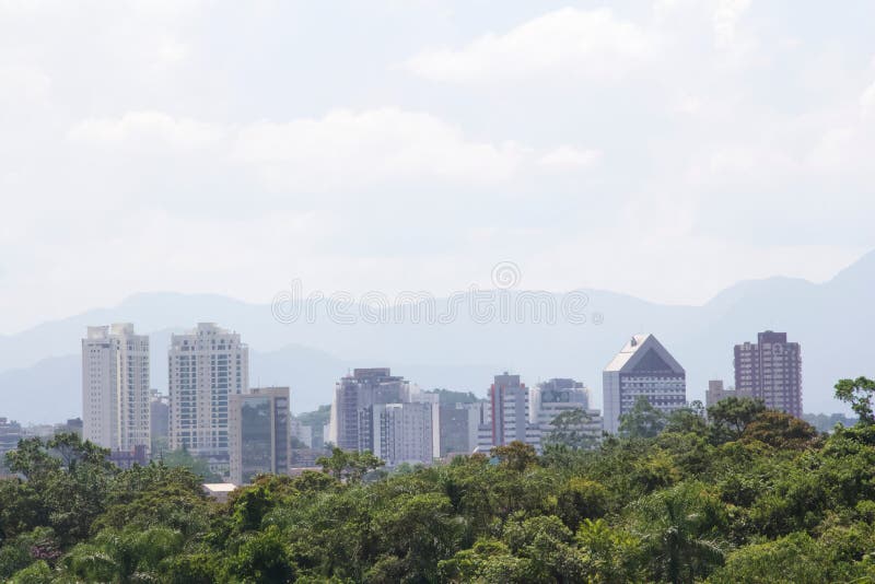 Joinville city in Brazil with landscape and Atlantic forest