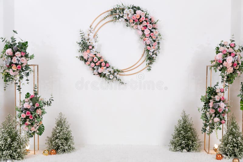 Joli fond blanc floral de contexte de mariage de modèle. Une occasion spéciale de réception de célébration du mariage de cérémonie photographie stock libre de droits