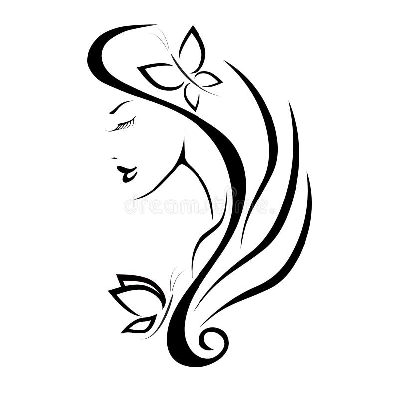 Jolie icône Logo Vector de coiffure de femme