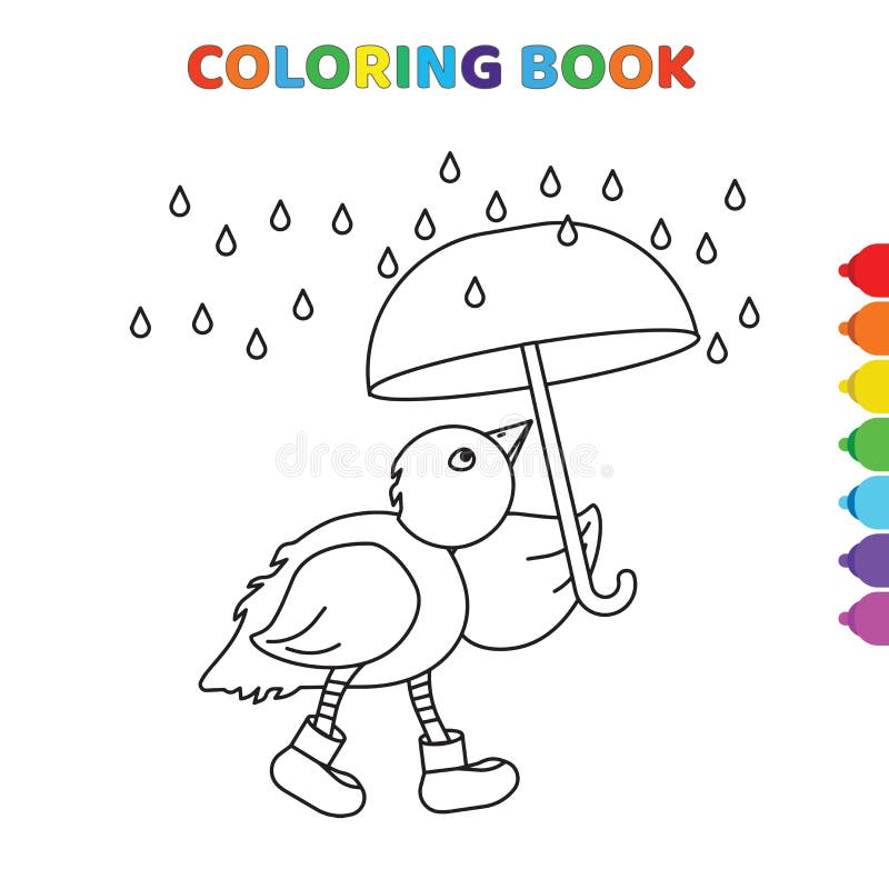 Jolie nana de bande dessinée avec un parapluie dans un livre de coloriage pour les enfants illustration vectorielle en noir et bl illustration de vecteur Jolie nana de bande dessinée avec un parapluie dans un livre de coloriage pour les enfants illustration vectorielle en noir et bl illustration de vecteur