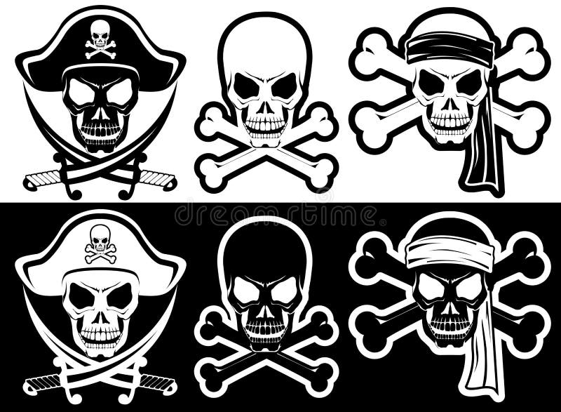 Pirate Skull and Jolly Roger Flag Icon Set Design Stock Vector   Illustration of buccaneer cranium 89436498