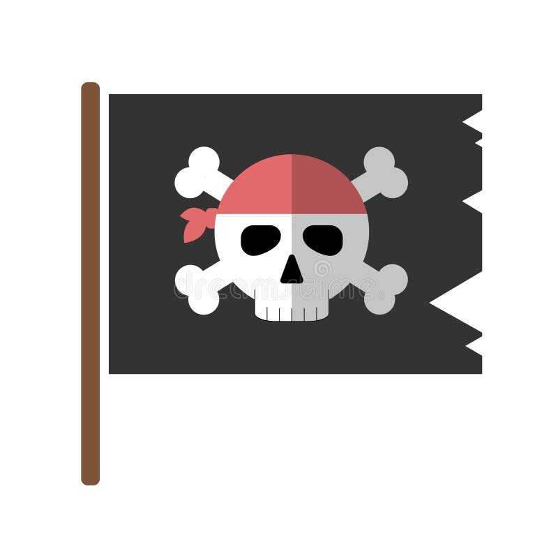 Jolly Roger Flat Icon Isolated Vector. Stock Vector - Illustration of