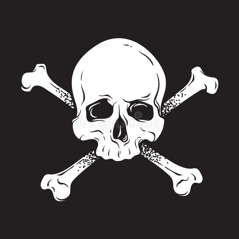 Jolly Roger isolerade den mänskliga skallen med korslagda benknotor handen drog vektorillustrationen Skriv ut logomallen, affisch royaltyfri illustrationer Jolly Roger isolerade den mänskliga skallen med korslagda benknotor handen drog vektorillustrationen Skriv ut logomallen, affisch royaltyfri illustrationer