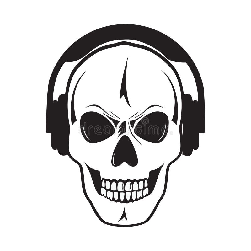 Jolly Skull with Headphones. Isolated Object Stock Vector ...