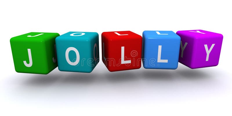 Jolly word block on white background