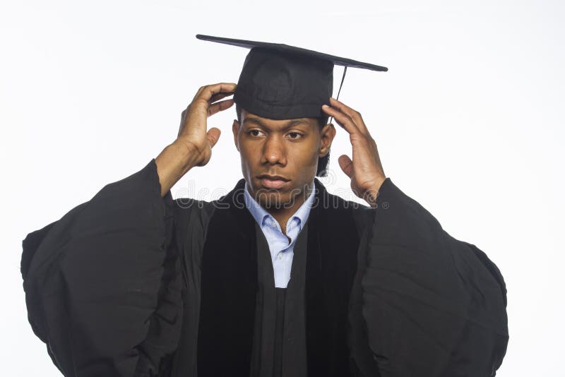 Jong Afrikaans Amerikaans horizontaal gegradueerde, stock afbeelding Jong Afrikaans Amerikaans horizontaal gegradueerde, stock afbeelding