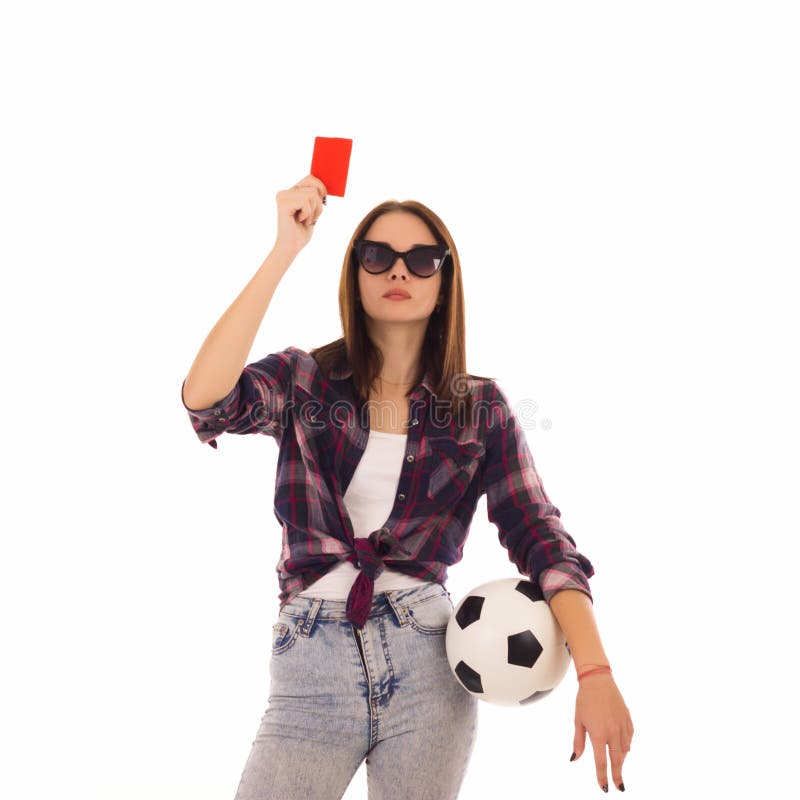 Jong leuk meisje met voetbalbal, stock afbeeldingen Jong leuk meisje met voetbalbal, stock afbeeldingen