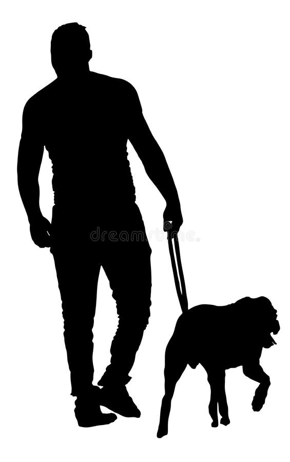 Jong stedelijk mens het lopen hond vectorsilhouet Achtermeningsjongen met beschermerhond vector illustratie Jong stedelijk mens het lopen hond vectorsilhouet Achtermeningsjongen met beschermerhond vector illustratie