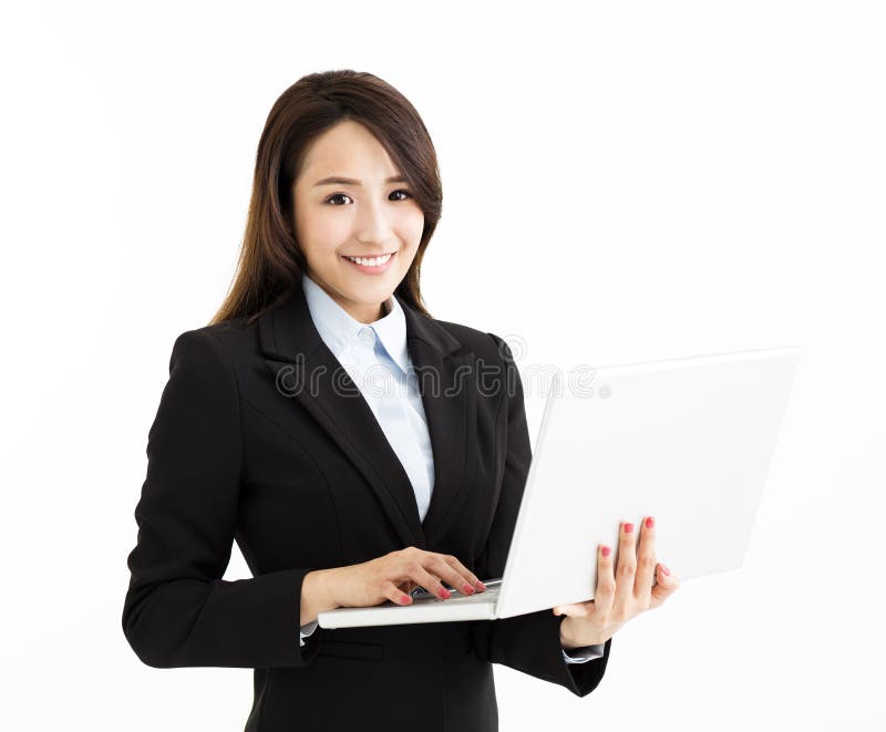 Jonge bedrijfsvrouw met laptop stock afbeeldingen Jonge bedrijfsvrouw met laptop stock afbeeldingen