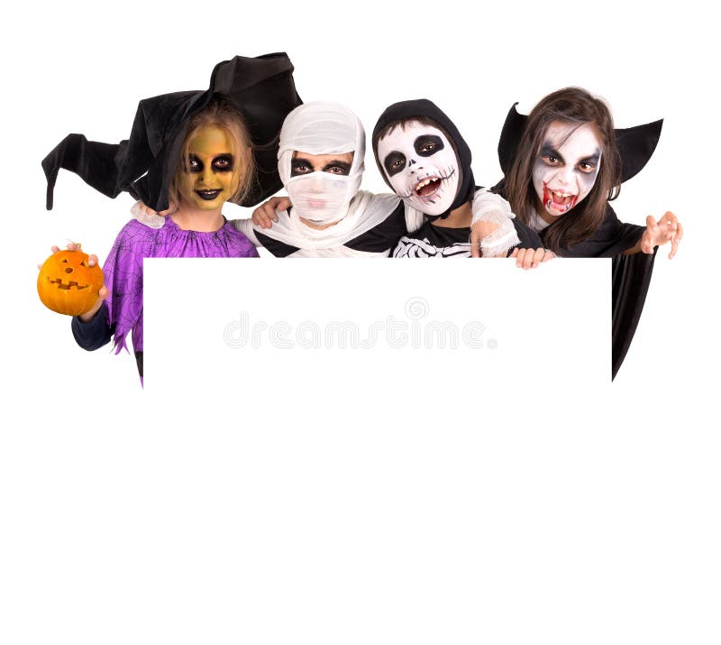 Jonge geitjes in de Kostuums van Halloween stock afbeeldingen Jonge geitjes in de Kostuums van Halloween stock afbeeldingen