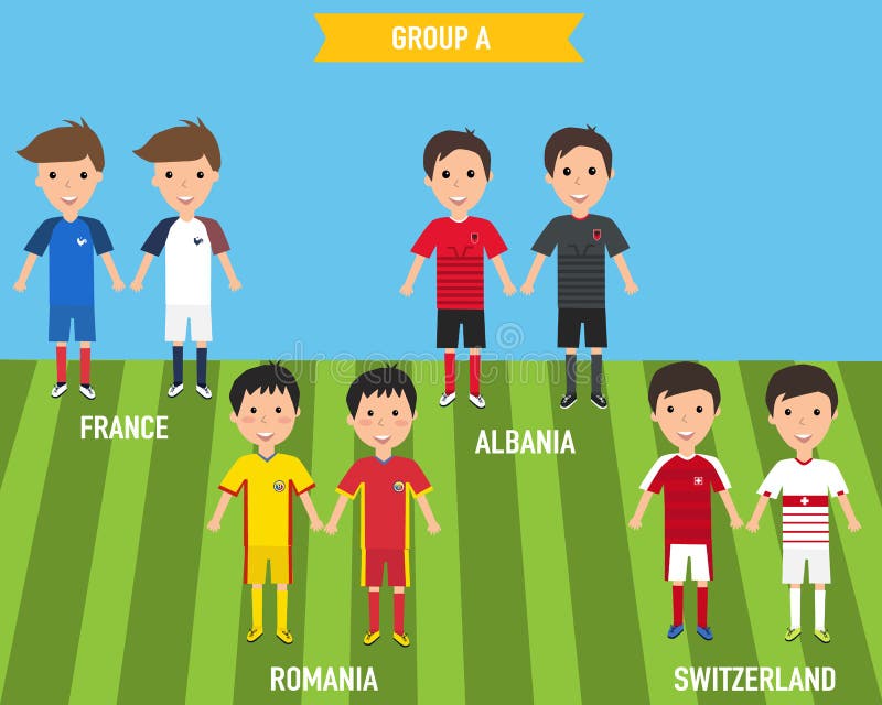 Jonge geitjeskinderen in huis en weg Jersey eenvormig in EURO 201 van Frankrijk vector illustratie Jonge geitjeskinderen in huis en weg Jersey eenvormig in EURO 201 van Frankrijk vector illustratie