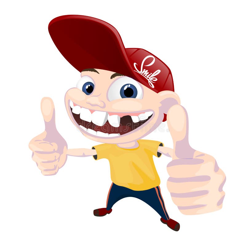Jonge gelukkige en jongen die kijken lachen Gezichtsemotie Tandenloos kind koel royalty-vrije illustratie Jonge gelukkige en jongen die kijken lachen Gezichtsemotie Tandenloos kind koel royalty-vrije illustratie