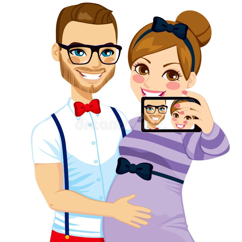 Jonge Hipster Zwangere Selfie royalty-vrije illustratie Jonge Hipster Zwangere Selfie royalty-vrije illustratie