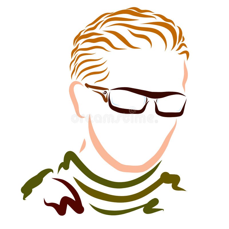 Jonge mens met blond haar die glazen dragen vector illustratie Jonge mens met blond haar die glazen dragen vector illustratie