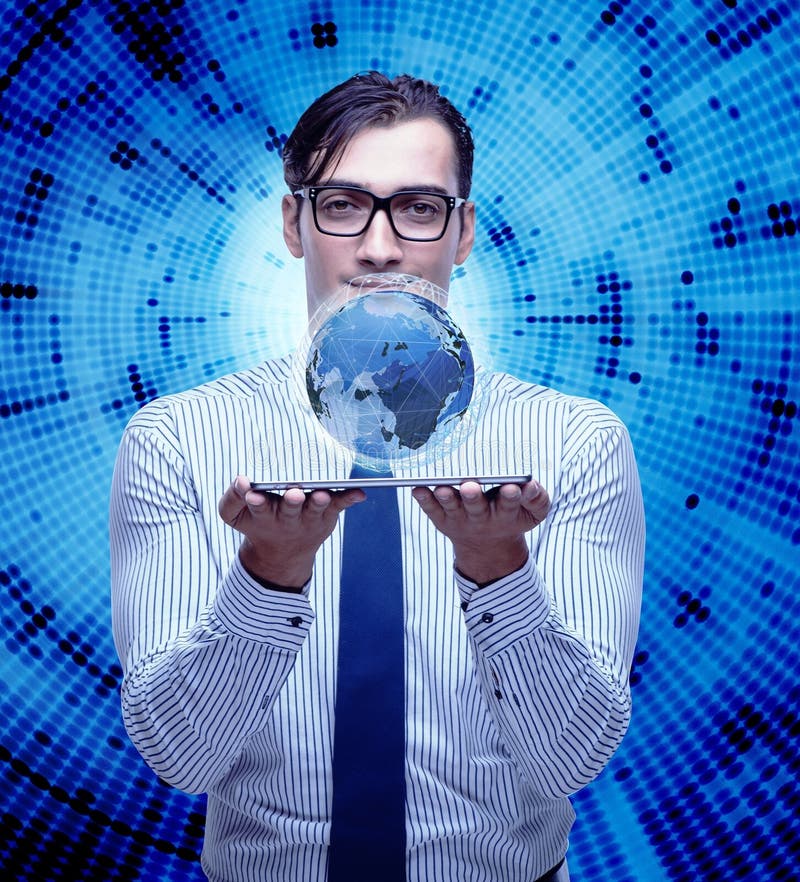 Jonge ondernemer in het mondiale ondernemingsconcept stock fotografie