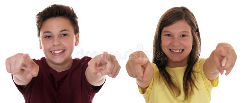 Jonge tiener of kinderen die met vinger richten wil ik u royalty-vrije stock foto Jonge tiener of kinderen die met vinger richten wil ik u royalty-vrije stock foto
