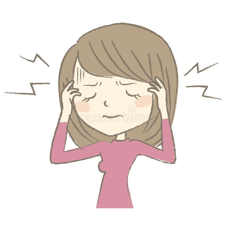 Jonge vrouw die hoofdpijn heeft vector illustratie Jonge vrouw die hoofdpijn heeft vector illustratie