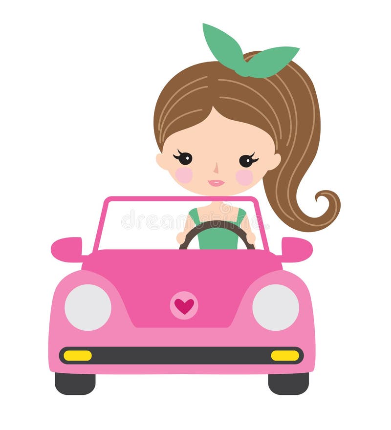 Jonge Vrouw of Tiener die een Auto drijven vector illustratie Jonge Vrouw of Tiener die een Auto drijven vector illustratie