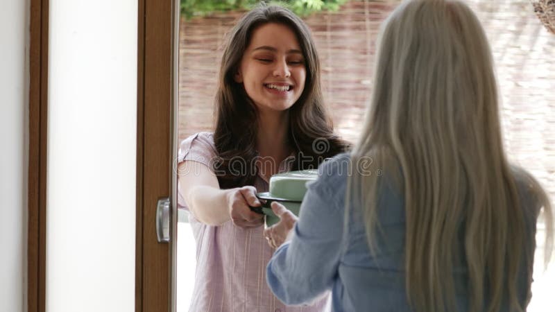 Jonge Vrouwelijke Buur die Hogere Vrouw helpen