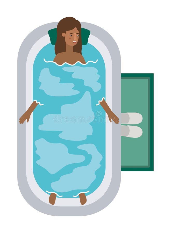 Jonge vrouwenafro in badkuipavatar karakter stock illustratie